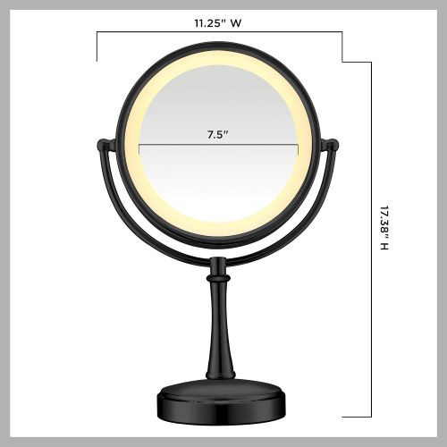  Conair Reflections 3-Way Touch Control Lighted Makeup Mirror, 1x/7x magnification, Matte Black
