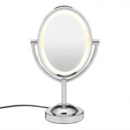 Conair Reflections Double-Sided Lighted Vanity Makeup Mirror, 1x/7x magnification, Polished Chrome