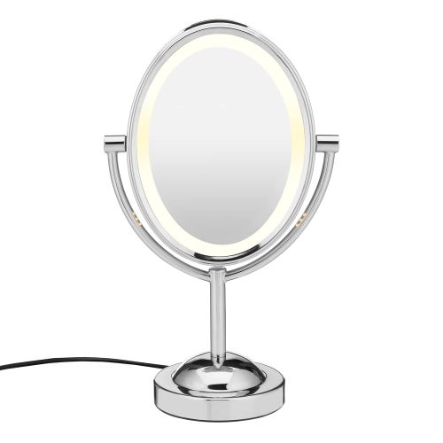  Conair Reflections Double-Sided Lighted Vanity Makeup Mirror, 1x/7x magnification, Polished Chrome