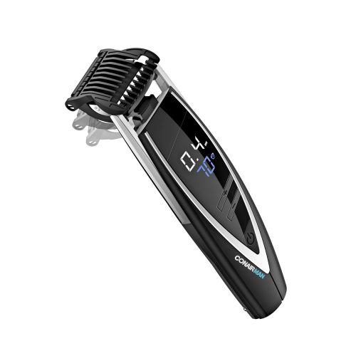  ConairMAN Super Stubble Ultimate Flexhead Trimmer; Razor-Sharp Etched Blade Technology with Pivoting Flex Head; 15 Digital Settings ranging from 0.4mm to 5.0mm; Black - WetDry + L