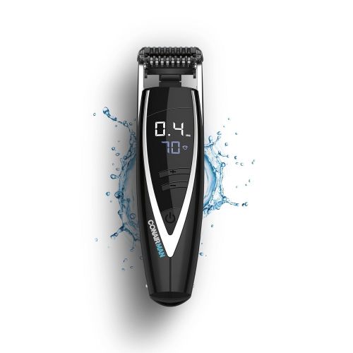  ConairMAN Super Stubble Ultimate Flexhead Trimmer; Razor-Sharp Etched Blade Technology with Pivoting Flex Head; 15 Digital Settings ranging from 0.4mm to 5.0mm; Black - WetDry + L