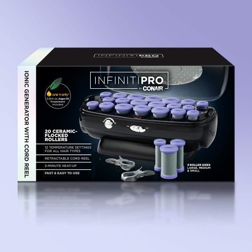  Conair INFINITIPRO BY CONAIR Instant Heat Ceramic Flocked Rollers w Ionic Generator, Retractable Cord Reel, 20 count