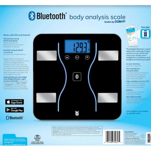  WW Scales by Conair Bluetooth Body Analysis Bathroom Scale - Measures Body Fat, Body Water, Bone...