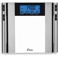 Conair 2 x 5 Two-Line Display Glass & Satin Nickel Body Analysis Comprehensive Bathroom Scale with BIA technology by Weight Watchers