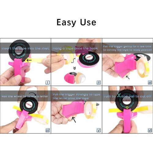  [아마존베스트]Conblomi Embossing Label Maker, Handheld Mini Label Printer Manual Label Writer with 2 Tapes for Home DIY Crafting (Black)