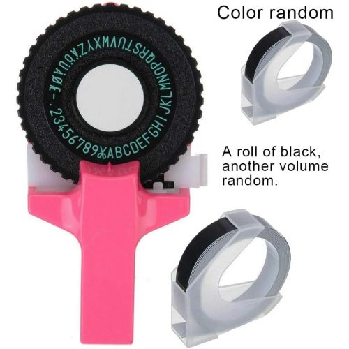  [아마존베스트]Conblomi Embossing Label Maker, Handheld Mini Label Printer Manual Label Writer with 2 Tapes for Home DIY Crafting (Black)