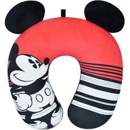 Concept One Disney Mickey Mouse Ears Striped Portable Travel Neck Pillow, Black/Red