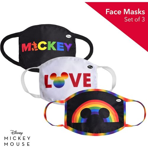  Concept One Disneys Mickey Mouse Rainbow Pride Cloth Face Mask, Multi, Pack of 3, Standard