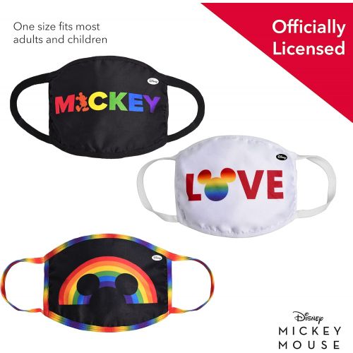  Concept One Disneys Mickey Mouse Rainbow Pride Cloth Face Mask, Multi, Pack of 3, Standard