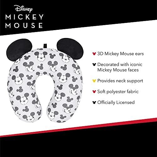  Concept One Disney Mickey Mouse Faces and Icons Portable Travel Neck Pillow, Grey