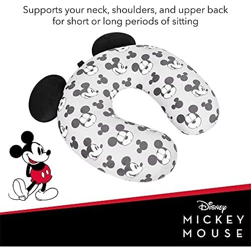  Concept One Disney Mickey Mouse Faces and Icons Portable Travel Neck Pillow, Grey