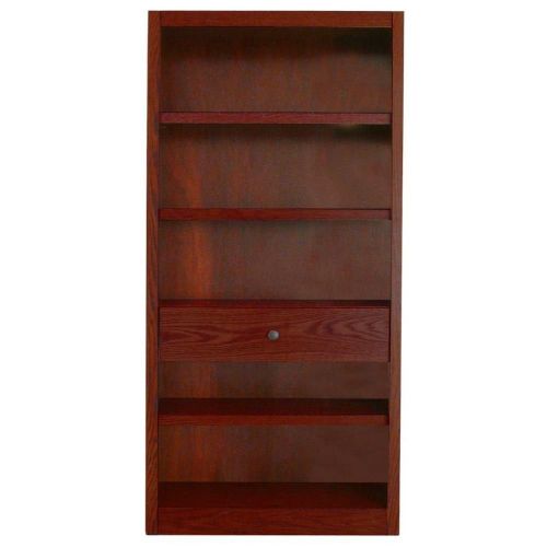  Concepts In Wood Midas Five Shelf Bookcase with Drawer - 72H Dimensions: 30W x 10.625D x 72H Weight: 114 lbs Cherry
