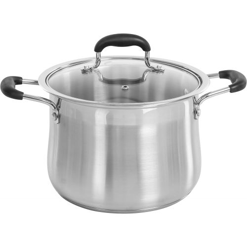  Concord Global Trading CONCORD Stainless Steel Stock Pot with Glass Lid (Induction Compatible) ((10 QT)