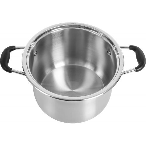  Concord Global Trading CONCORD Stainless Steel Stock Pot with Glass Lid (Induction Compatible) ((10 QT)