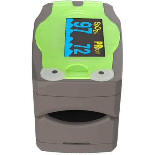  Concord Pediatric Fingertip Pulse Oximeter,Carrying Case and Lanyard, Green Frog