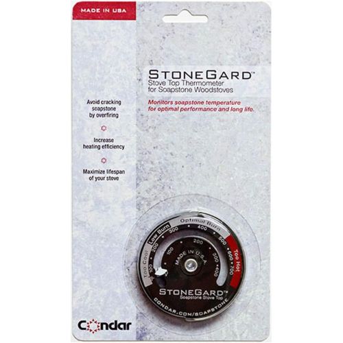  Condar StoneGard Stove Top Thermometer (3 26) for Soapstone Woodstoves. Monitors Soapstone temperature for optimal performance and long life