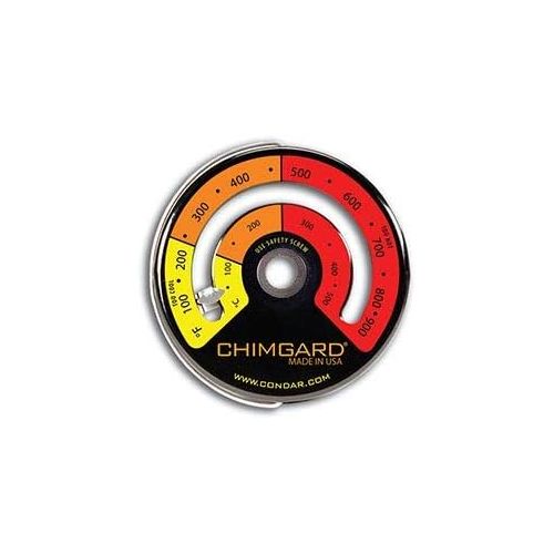  Condar EXCITING EASY TO READ GRAPHICS. ChimGard Energy Meter (3 4) Woodstove Thermometer. Durable genuine porcelain enamel with yellow, orange and red zones clearly indicated on black ca
