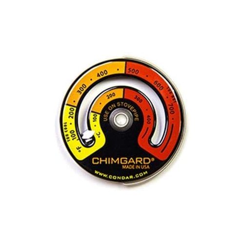  Condar EXCITING EASY TO READ GRAPHICS. ChimGard Energy Meter (3 4) Woodstove Thermometer. Durable genuine porcelain enamel with yellow, orange and red zones clearly indicated on black ca