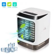 Salange Personal Portable Mini Air Conditioner Cooler (2019 Upgrade), 3 in 1 USB Quiet Desktop Air Circulator Fan Humidifier Misting Purifier for Home Dorm Bedroom Room Car Office