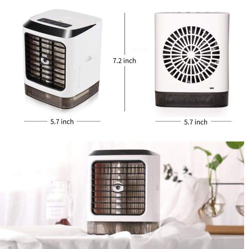 Salange Personal Portable Mini Air Conditioner Cooler (2019 Upgrade), 3 in 1 USB Quiet Desktop Air Circulator Fan Humidifier Misting Purifier for Home Dorm Bedroom Room Car Office