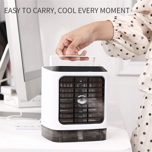  Salange Personal Portable Mini Air Conditioner Cooler (2019 Upgrade), 3 in 1 USB Quiet Desktop Air Circulator Fan Humidifier Misting Purifier for Home Dorm Bedroom Room Car Office