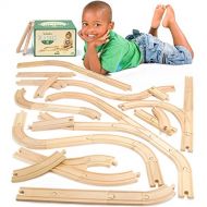 Conductor Carl 56-Piece Bulk Value Wooden Train Track Pack - Compatible with All Major Toy Train Brands