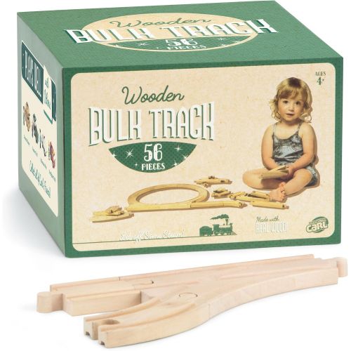  Conductor Carl 56-Piece Bulk Value Wooden Train Track Pack - Compatible with All Major Toy Train Brands