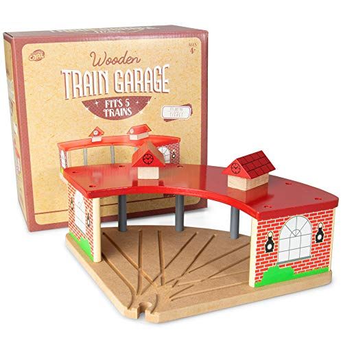  Conductor Carl Wooden Train Track Train Garage - Train Storage Garage for Wooden Train Tracks & Sets - Compatible with Most Big Brands & All Track Sets