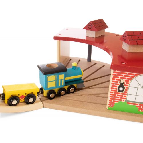  Conductor Carl Wooden Train Track Train Garage - Train Storage Garage for Wooden Train Tracks & Sets - Compatible with Most Big Brands & All Track Sets