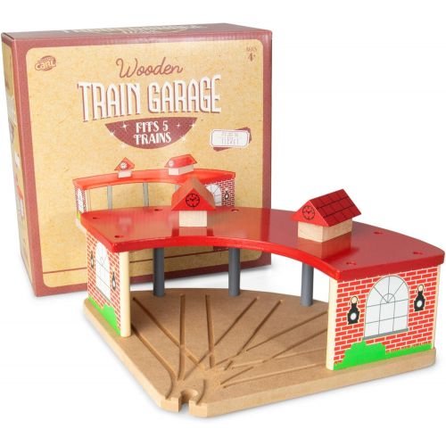  Conductor Carl Wooden Train Track Train Garage - Train Storage Garage for Wooden Train Tracks & Sets - Compatible with Most Big Brands & All Track Sets