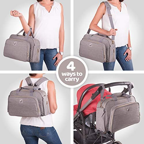  Confachi 4-in-1 Convertible Baby Diaper Bag - Get Organized with Multi-Purpose Travel Baby Bag - Includes Bassinet & Changing Pad - Lightweight Design Wears 4 Ways - Spacious Interior - 19.