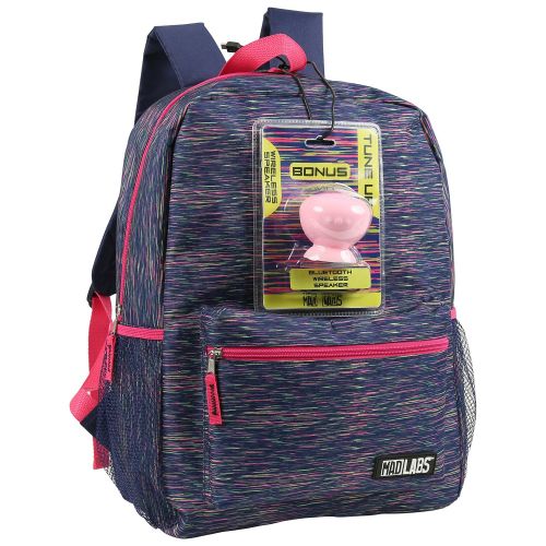  Confetti Girls Mad Labs Rainbow Heather Backpack with Bluetooth Spaeker Kids School, Multi, One Size