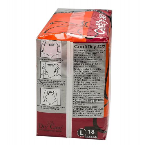  Confidry 24/7 ConfiDry 24/7 Dry Care Max Absorbency Adult Brief Diapers, Large, 18 Count