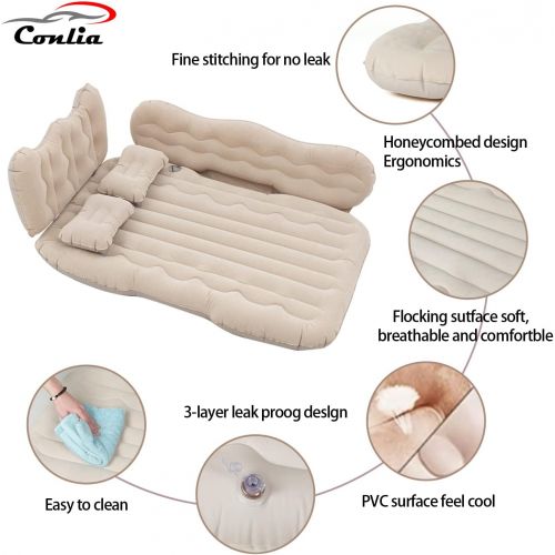  Conlia Inflatable Car Air Mattress Back Seat, Car Matressess for Back SUV Cushion Flocking, Backseat Air Mattress for Car