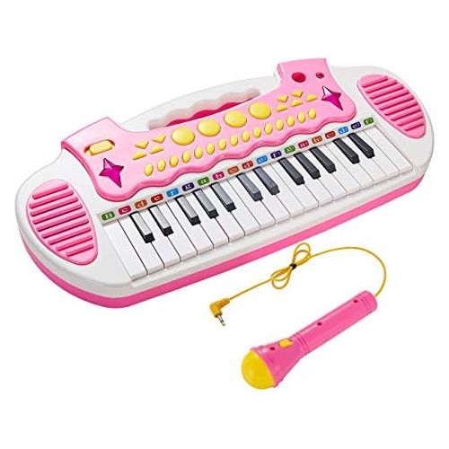  [아마존베스트]Conomus Piano Toy Keyboard for Kids, 3 4 5 Year Old Girls Birthday Gift , 31 Keys Multifunctional Musical Instruments with Microphone for Toddlers …