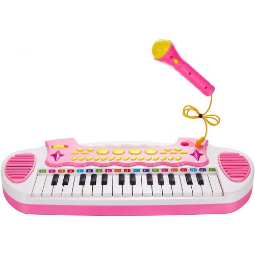  [아마존베스트]Conomus Piano Toy Keyboard for Kids, 3 4 5 Year Old Girls Birthday Gift , 31 Keys Multifunctional Musical Instruments with Microphone for Toddlers …