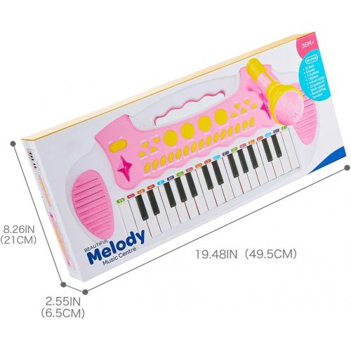  [아마존베스트]Conomus Piano Toy Keyboard for Kids, 3 4 5 Year Old Girls Birthday Gift , 31 Keys Multifunctional Musical Instruments with Microphone for Toddlers …