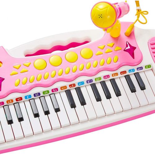  [아마존베스트]Conomus Piano Toy Keyboard for Kids, 3 4 5 Year Old Girls Birthday Gift , 31 Keys Multifunctional Musical Instruments with Microphone for Toddlers …