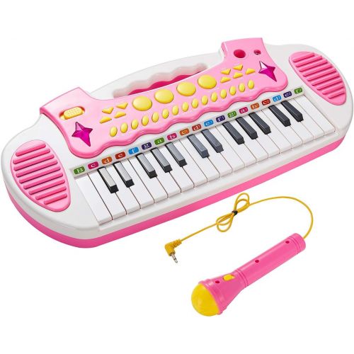  [아마존베스트]Conomus Piano Toy Keyboard for Kids, 3 4 5 Year Old Girls Birthday Gift , 31 Keys Multifunctional Musical Instruments with Microphone for Toddlers …