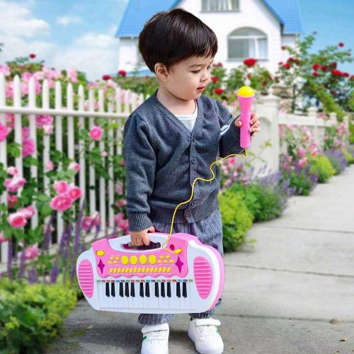  [아마존베스트]Conomus Piano Toy Keyboard for Kids, 3 4 5 Year Old Girls Birthday Gift , 31 Keys Multifunctional Musical Instruments with Microphone for Toddlers …