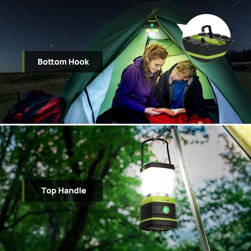  Consciot LED Camping Lantern Rechargeable, Dimmable with 1000LM, 4 Light Modes, 4400mAh Power Bank, IPX4 Water Resistant, Portable for Emergency, Hurricane, Power Outages, USB Cabl