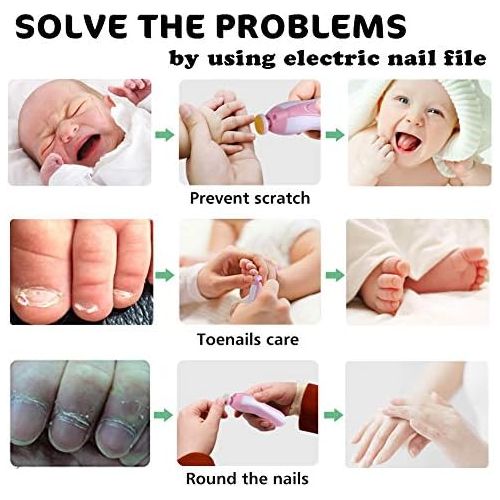  [아마존베스트]Consevisen Baby Nail File Electric Nail Trimmer Manicure Set with Nail Clippers, Toes Fingernails Care Trim Polish...