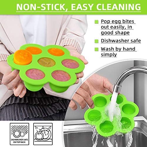  Consevisen Egg Bites Mold for Instant Pot 6 qt Accessories, 2 Pack Silicone Egg Bite Molds Fit 5,6,8 qt Pressure Cooker, Sous Vide Egg Poacher Reusable Baby Food Container Freezer Tray with L