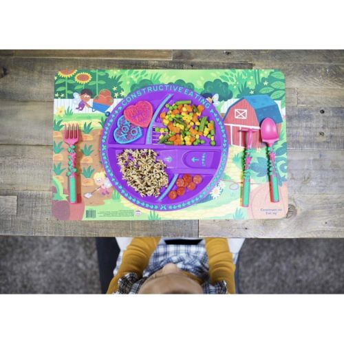  Constructive Eating Garden Fairy Combo with Utensil Set, Plate and Placemat for Toddlers, Babies and Kids - Flatware Toys are Made in The USA with FDA Approved Materials for Safe a