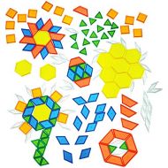 [아마존베스트]Constructive Playthings Toys Translucent Pattern Blocks, Set of 147 Pieces, Various Shapes and Colors