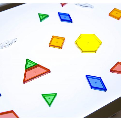  [아마존베스트]Constructive Playthings Toys Translucent Pattern Blocks, Set of 147 Pieces, Various Shapes and Colors