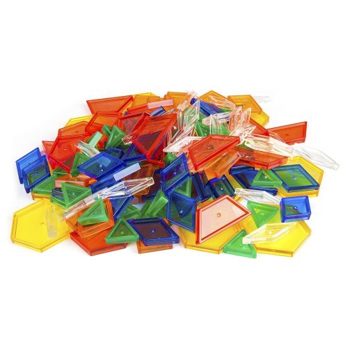  [아마존베스트]Constructive Playthings Toys Translucent Pattern Blocks, Set of 147 Pieces, Various Shapes and Colors