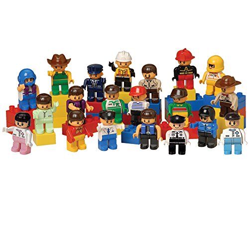  Constructive Playthings CP Toys 20 pc. Posable People for Preschool-sized Building Bricks