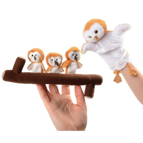  Constructive Playthings Owl Babies Story Telling Puppets with Branch and Board Book