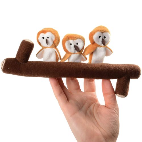 Constructive Playthings Owl Babies Story Telling Puppets with Branch and Board Book
